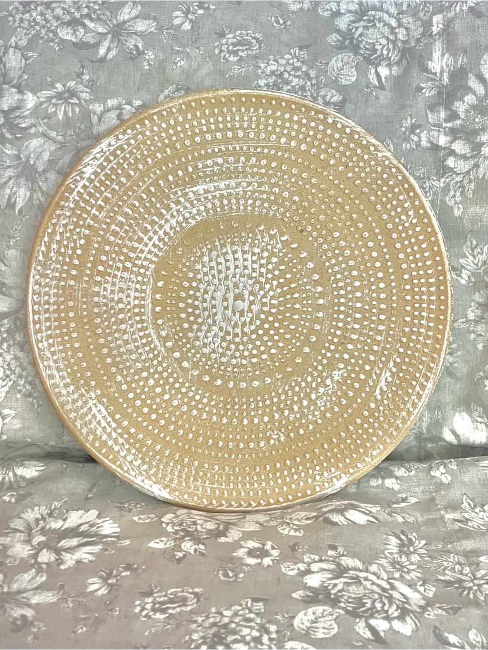 Neutral Boho Dotted Decorative Centerpiece Platter Catchall Tray - 13.5"